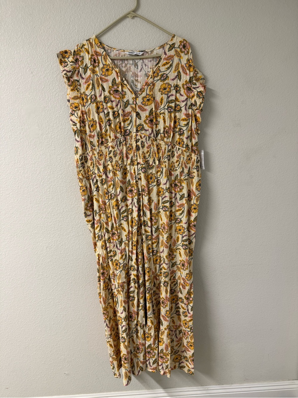 Floral V-Neck Maxi Dress in Cream and Yellow
